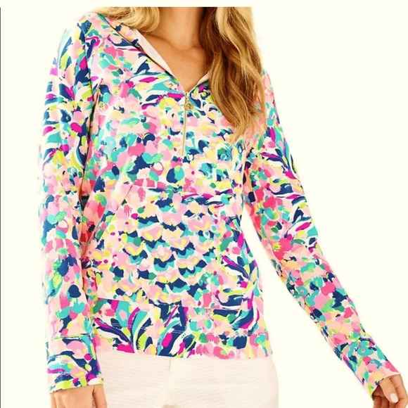 Lilly Pulitzer Hooded skipper popover XS $138 preppy, coastal spring quarter zip - Picture 1 of 7